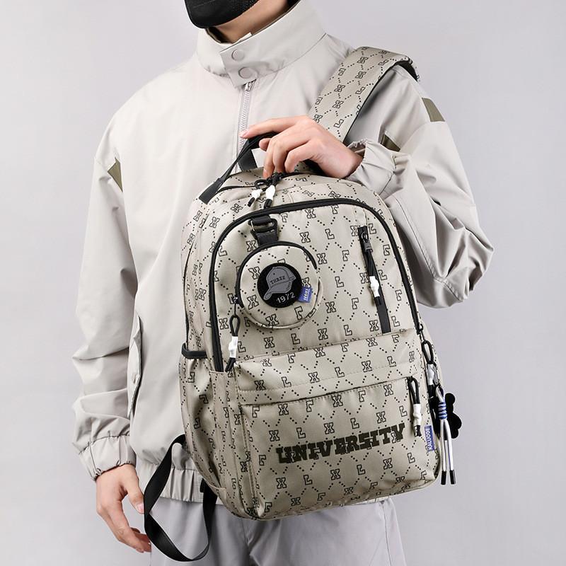 Stylish Spring New Unisex Backpack Casual Travel Bag For Students In Gray Blue Black