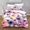 Flowers Duvet Cover King Queen Watercolor Floral Bedding Set Colorful Flowers Green Leaf Bird Polyester Quilt Cover for Women