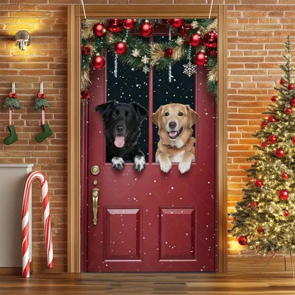 Cartoon Pet New Year Christmas Party Decorations Cat Dog Theme Door Covers Background Supplies Xmas Tree Photography Backdrop