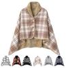 Soft Blanket Wearable Shawl Throw Wrap Doublelayer Plaid Shawl Winter Lady Multifunction Scarf Tartan Warm Blankets for Winter