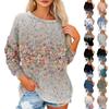 Women's T Shirt Flannel Print Tunic Long Sleeve Party  Round Neck  Tops