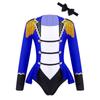 Kids Girls Circus Costume Long Sleeves Color Contrast Patchwork Tassel Buttons Adorned Cosplay Jumpsuit with Tie