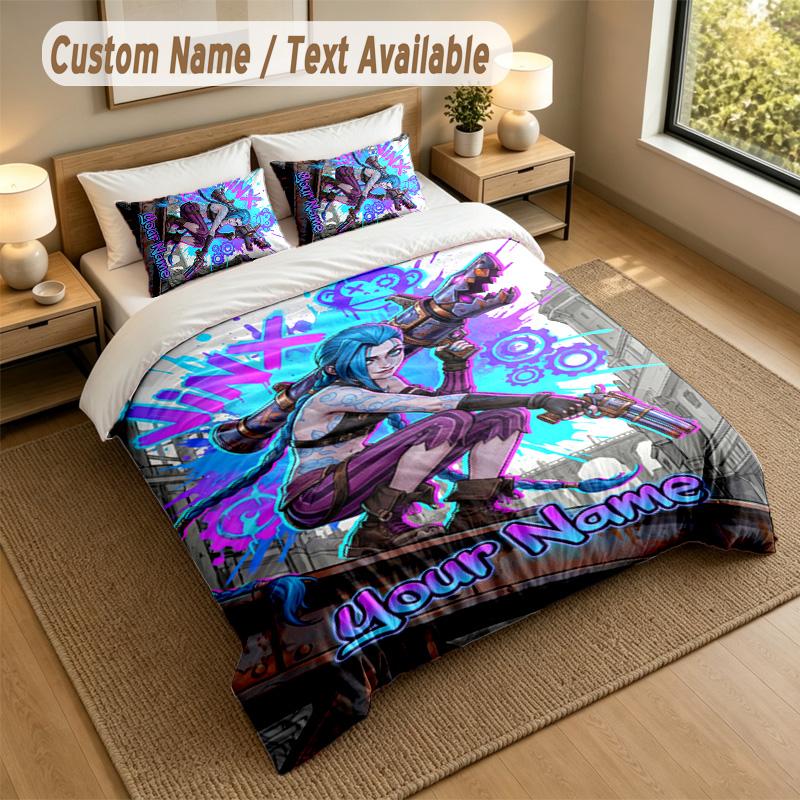 3Pcs Bedding Set Custom Name Text, 1 Sheet 2 Pillowcases Home Bed DecorArcane