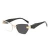 New irregular European and American sunglasses women's tide frameless sunshade outdoor travel street cat eye sunglasses