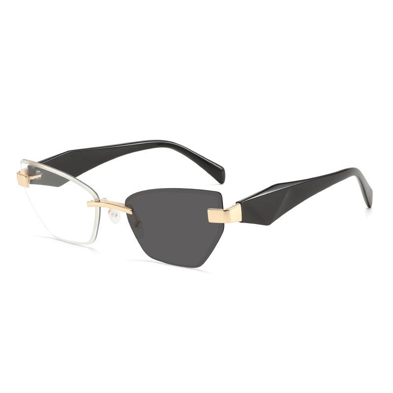 New irregular European and American sunglasses women's tide frameless sunshade outdoor travel street cat eye sunglasses