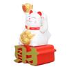 Lucky Cat Ornament Waving Arm Attract Wealth Lucky Fortune Cat for Desktop Car Office Shop White