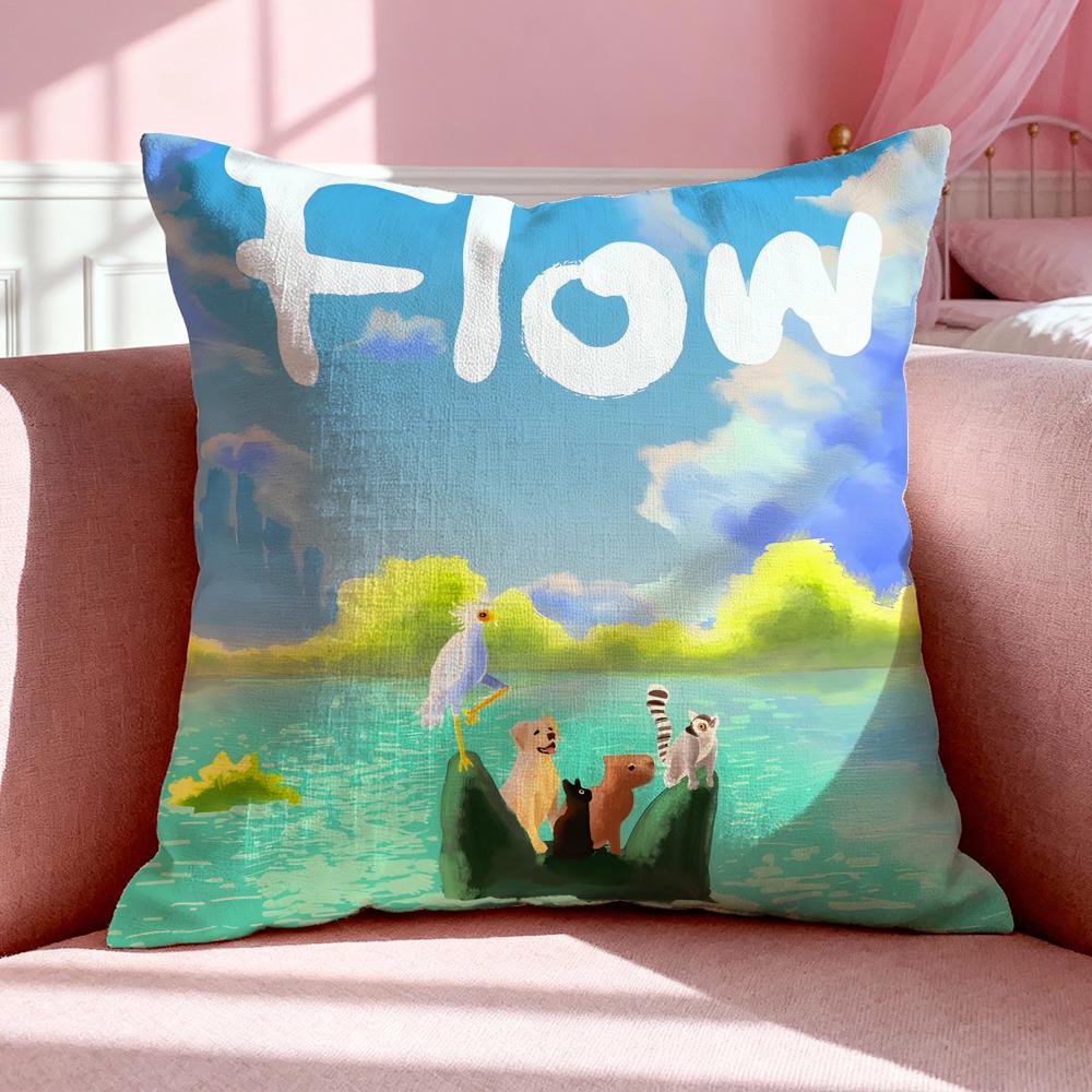 Полоса F-Flow Подушка-чехол Дышащая Льняная Наволочка Летняя Без Запаха Экологически чистая Невидимая Молния Стирка