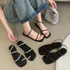 Women's Flat-bottomed Woven Sandals Women's 2025 Summer New Round Head Large Size Fashion Casual Cover Toe Sandals Women