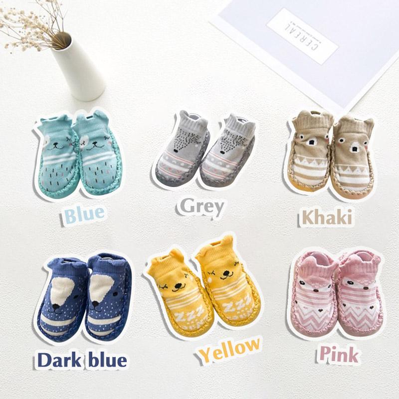 Детские носки с резиновой подошвой в горошек, противоскользящая мягкая подошва, милые носки-тапочки с героями мультфильмов для детей и младенцев