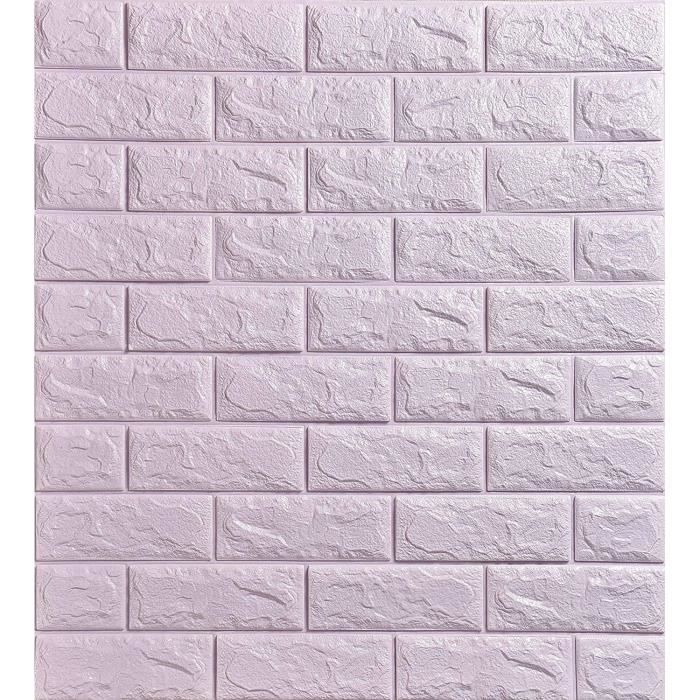 Papier Peint 3D - Non spécifié - Lot de 10 - Adhésif - Violet - Imitation pierre et brique