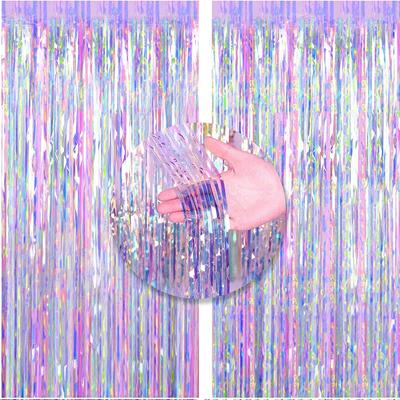 Блестящий красочный шелковый занавес для вечеринки с дождем, украшение в виде русалки, лазера, для девочки, на день рождения, на свадьбу, одноразовые принадлежности для оформления