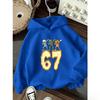 Children's Hoodie Number 67 Cartoon Print Sweatshirt Boys and Girls Long-sleeved Casual Pullover Autumn Children's Hooded Top