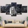 5Pcs White Wolf Night Sky Modern Decor Canvas Wall Art HD Print 5 Pieces Pictures Home Decor No Framed 5 Panel Room Decor Poster