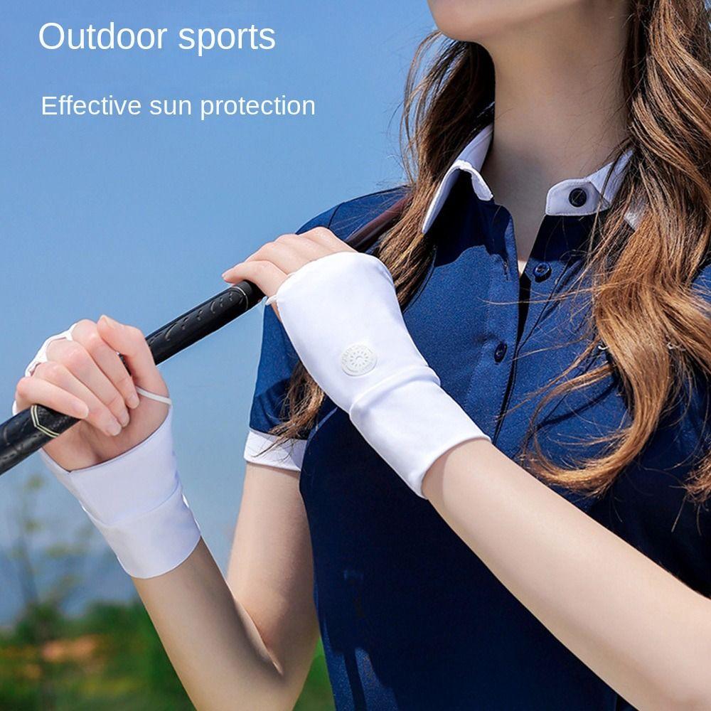 Cool Half Finger Golf Glove Sun UV Protector Sunscreen Gloves Ice Silk Golf Gloves  Outdoor Sport