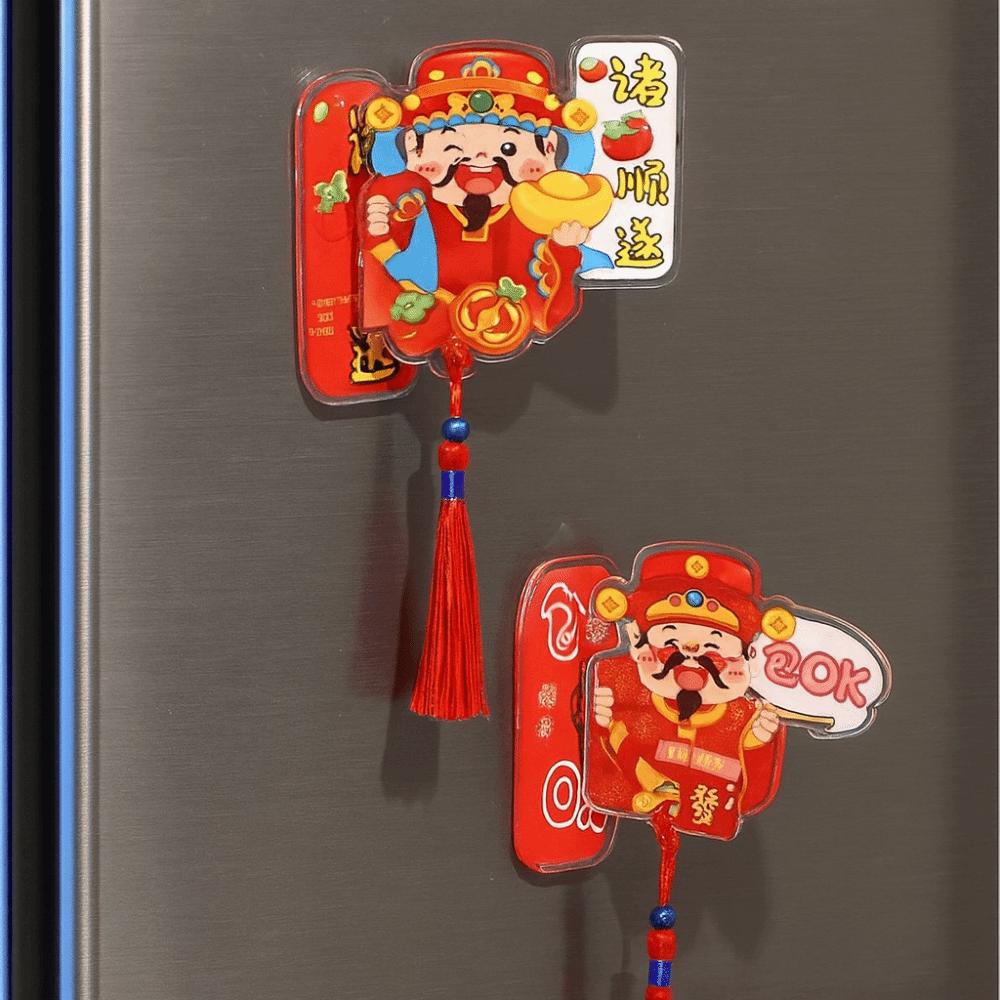 Мультяшный магнит на холодильник, наклейка, год Лошади, украшение к Празднику Весны, украшение