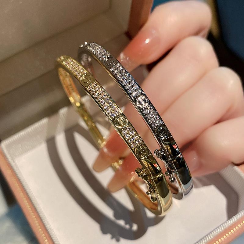 Браслет из позолоченного сверкающего циркония, универсальный и высококачественный женский легкий браслет в роскошном стиле