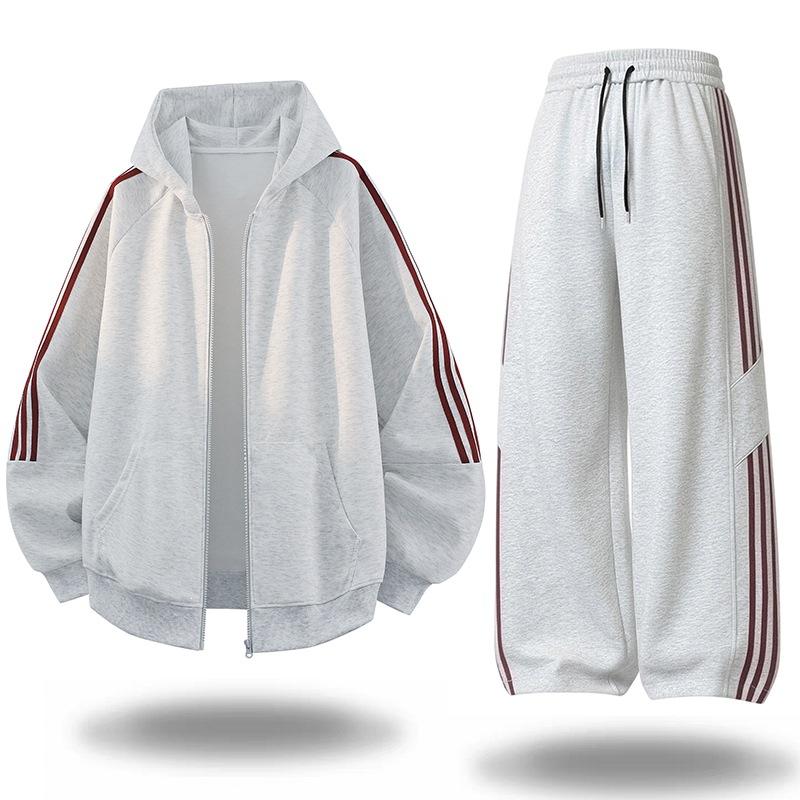 Men's Spring Autumn Tracksuit Hoodies and Sweatpants 2pcs Set Casual Zip-up Sportswear Male Outfits