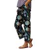 Женские хлопковые льняные брюки с принтом, летние широкие повседневные свободные брюки-палаццо с высокой талией и шнурком, брюки с карманами
