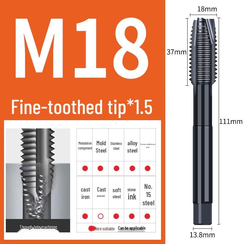 65° Машина для азотирования Спиральный метчик для нержавеющей стали, Размеры M3-M12