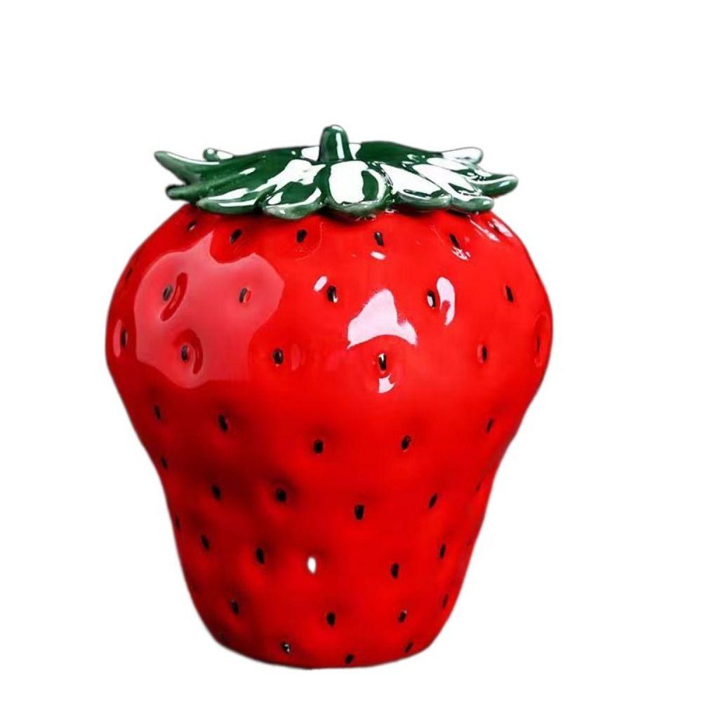 Strawberry Shaped Ceramic Tea Caddies Creative Coffee Container Tea Jar home Ornaments