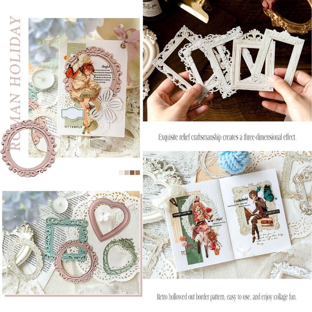 A Set Relievo Vintage Hollow Embossed Materials Frame Scrapbook Decoration Paper DIY Crafts