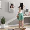 Jewellery Cabinet with Mirror with Wall Design and 2 Security Keys, in Wood, 36.5x9.5x67 cm, White