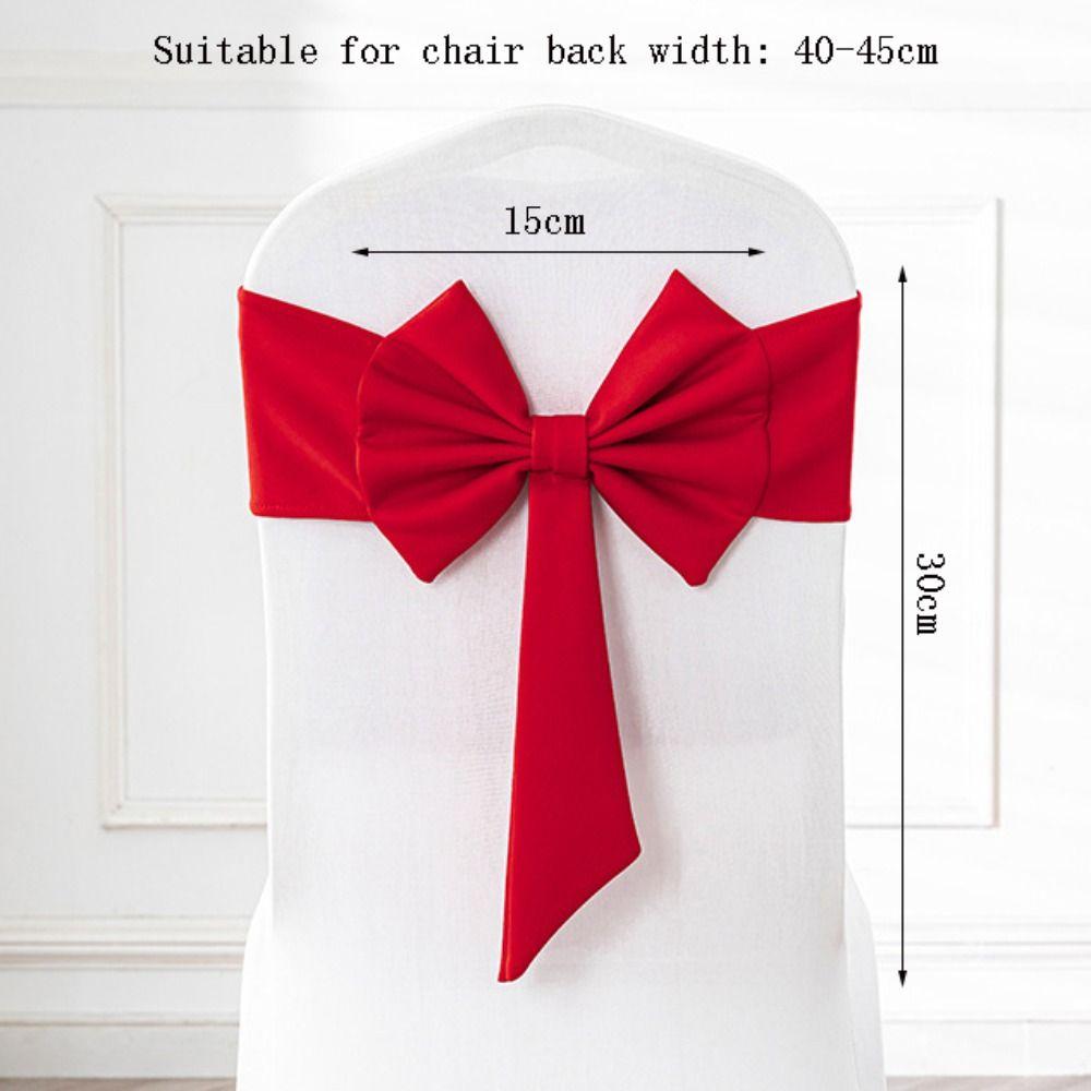 Ready Made Chair Bands Solid Color Satin Ribbon Bows  Wedding Banquet Events Decoration