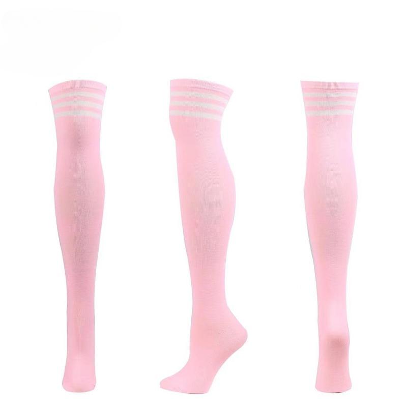JK Woman Cosplay Stockings Pink White Strips Lolita Long Socks Over Knee Thigh High Socks Women Compression Socks