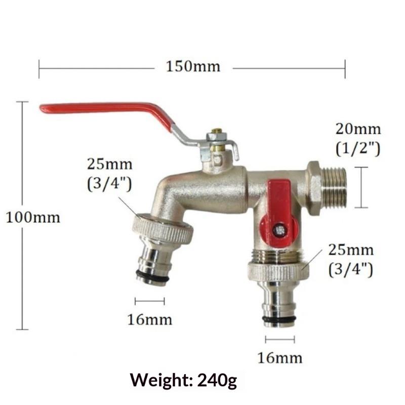 1 шт. 1/2'' 3/4'' Коннектор для IBC-бака для воды Садовый шланг Кран-адаптер с 2 выходами Запасная фитинг-соединитель для полива