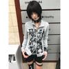 Y2k Harajuku толстовки женские американский ретро панк уличная одежда хип-хоп граффити принт молния толстовка осень