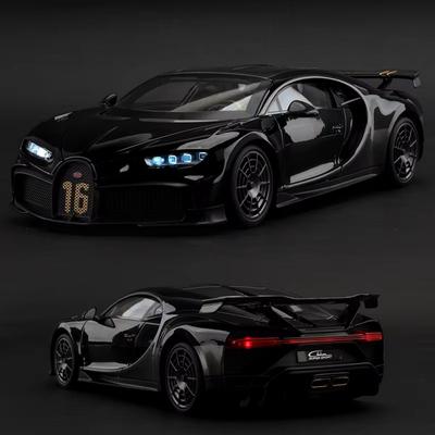 1:Масштабная модель Bugatti Chiron, литая из металла, черная