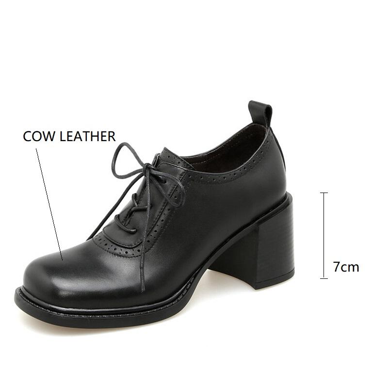 Модные Новые Весенние Туфли из Натуральной Кожи Женские Туфли с Квадратным Носком Женские Туфли-Лодочки Обувь для Женщин на Высоком Толстом Каблуке Zapatos Mujer Лоферы