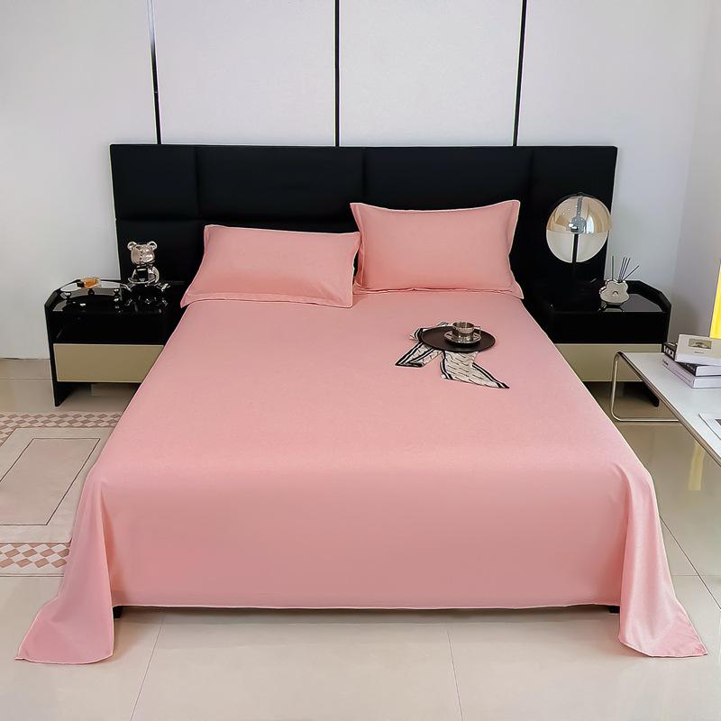 Цельная однотонная хлопковая простыня и наволочка - в стиле общежития, приятная для кожи, с двойным начесом, подходит для односпального одеяла