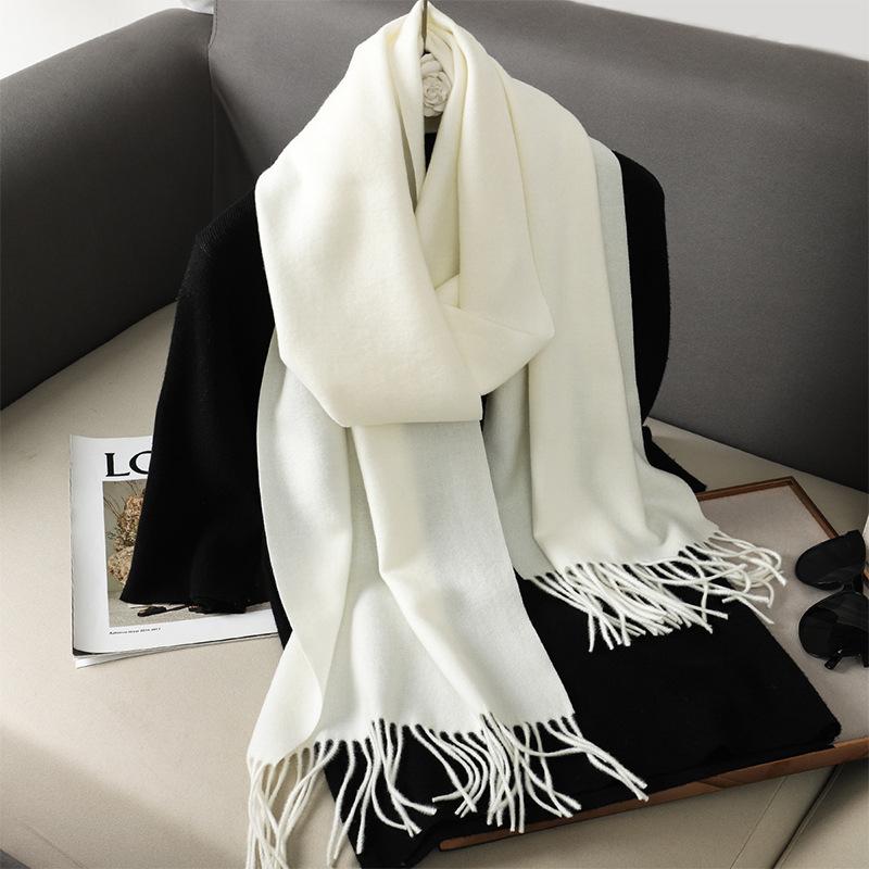 62Color Solid Women Winter Scarf Теплый Утолщенный Кашемировый Шаль Уличная Мода Роскошные Кисточки Пашмина Дамская Накидка Ветрозащитные Шарфы