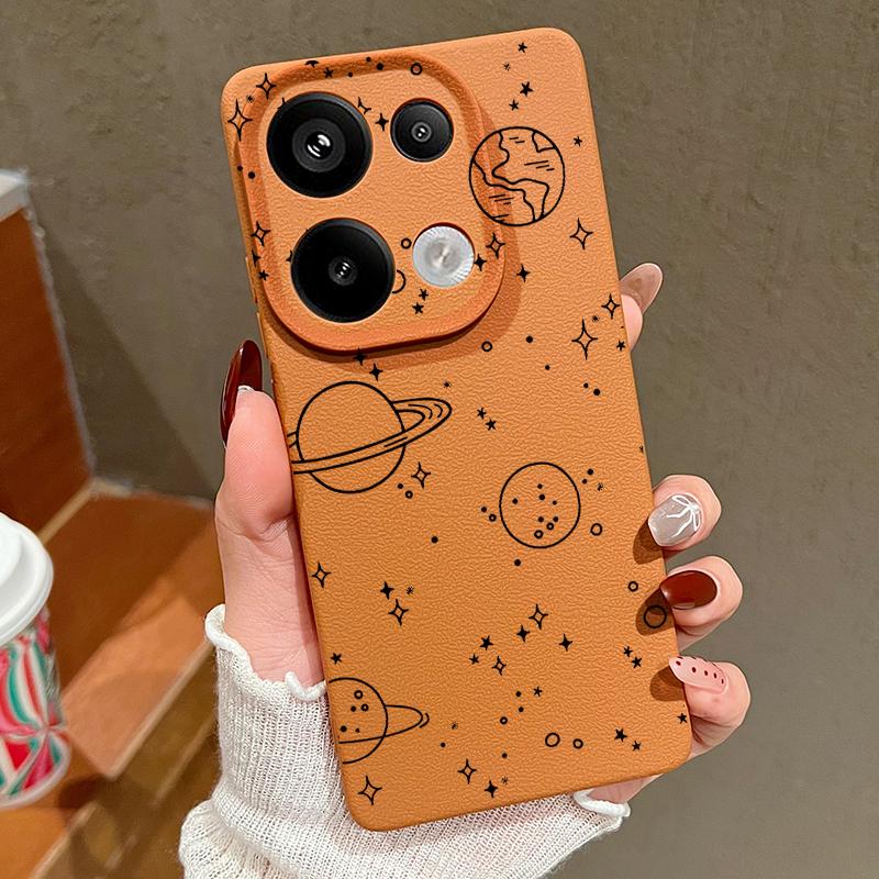 Милый планетарный принт кожа текстура тонкий чехол для телефона Xiaomi 13T Pro Poco X7 X6 Redmi Note 14 13 Pro 12 11 10 Pro TPU мягкий противоударный матовый чехол