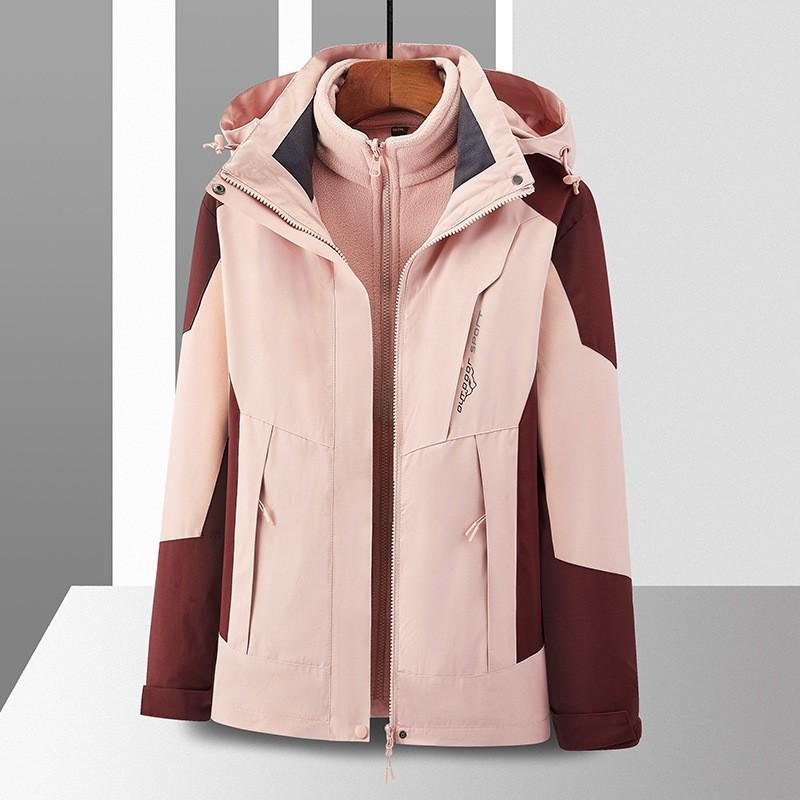 Men Women 3-in-1 Removable Waterproof Windproof Hiking Jacket With Fleece Liner Winter Outdoor Trekking Camping