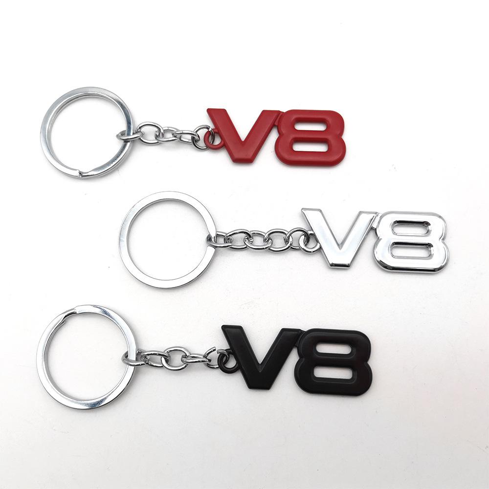 3D Metal V8 Logo Style Car Keychain Keyring Key Chain Ring Holder for Ford Jeep Dodge Toyota 4Runner LAND CRUISER Chevrolet