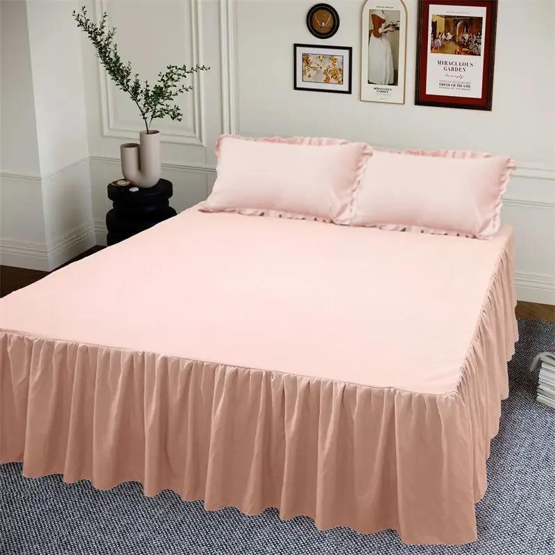 40 см большой юбка кровать юбка одинарная двойная машинная стирка одинарный кусок простыни на резинке корейский стиль простыни нескользящие покрывала