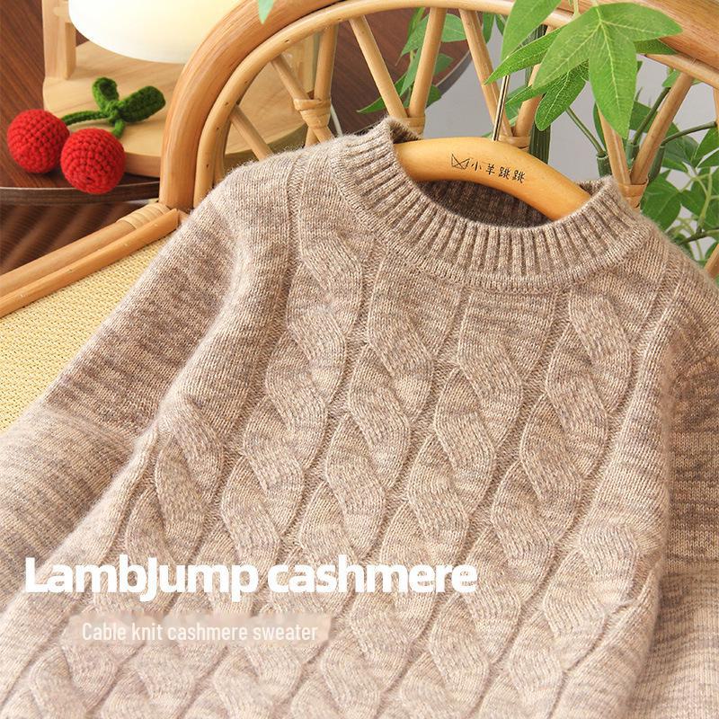 Кашемировый свитер с изображением маленькой овечки: Теплый, плотный, повседневный трикотаж для мальчиков и девочек