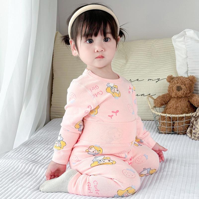 Детский комплект нижнего белья из хлопка с высокой талией для мальчиков и девочек, бесшовный домашний костюм для защиты живота