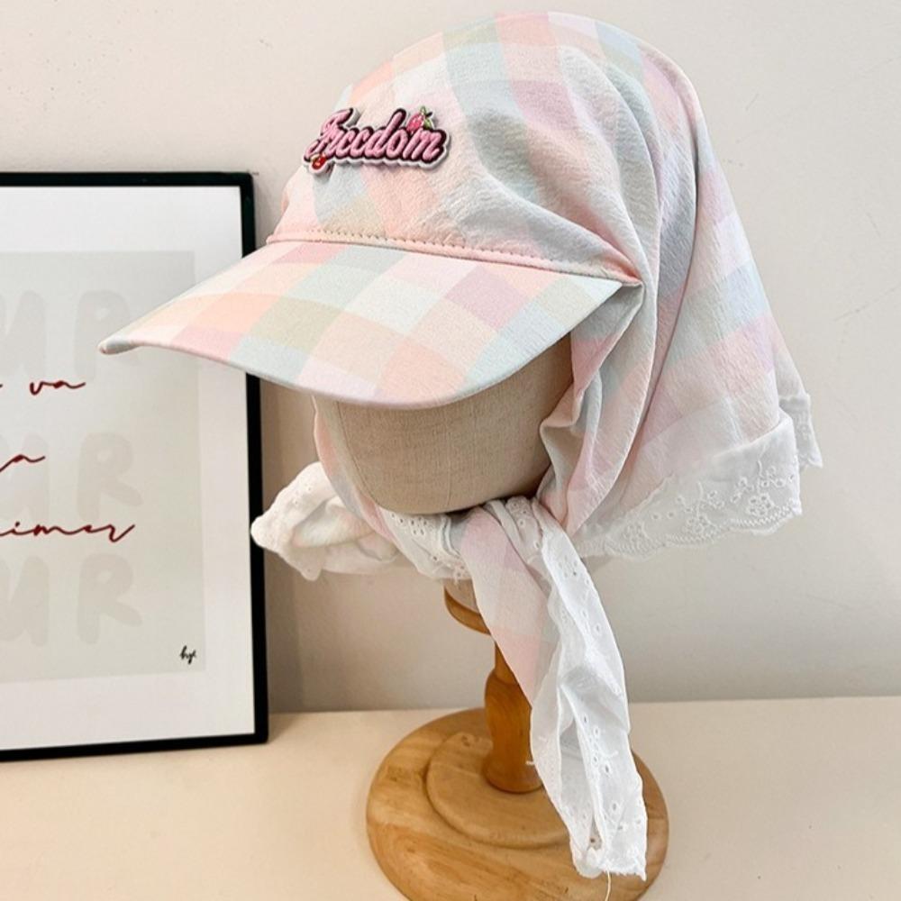 Корейский стиль Бандана Шляпа Хлопок Головной платок с буквами Повседневная Клетчатая Бейсболка Пляжная Кепка