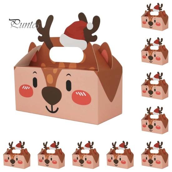 10 шт., Рождественская подарочная коробка, рождественский картонный подарок, коробки для конфет и печенья с ручкой, сумки для вкусностей, товары для праздника и вечеринки