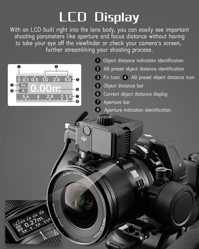 Viltrox AF 16mm Pro FE Camera with LCD Compatible with Sony Mirrorless Alpha a7C F1.8 Lens, Ultra-Wide Angle, Autofocus, Screen, Full-Frame E-Mount