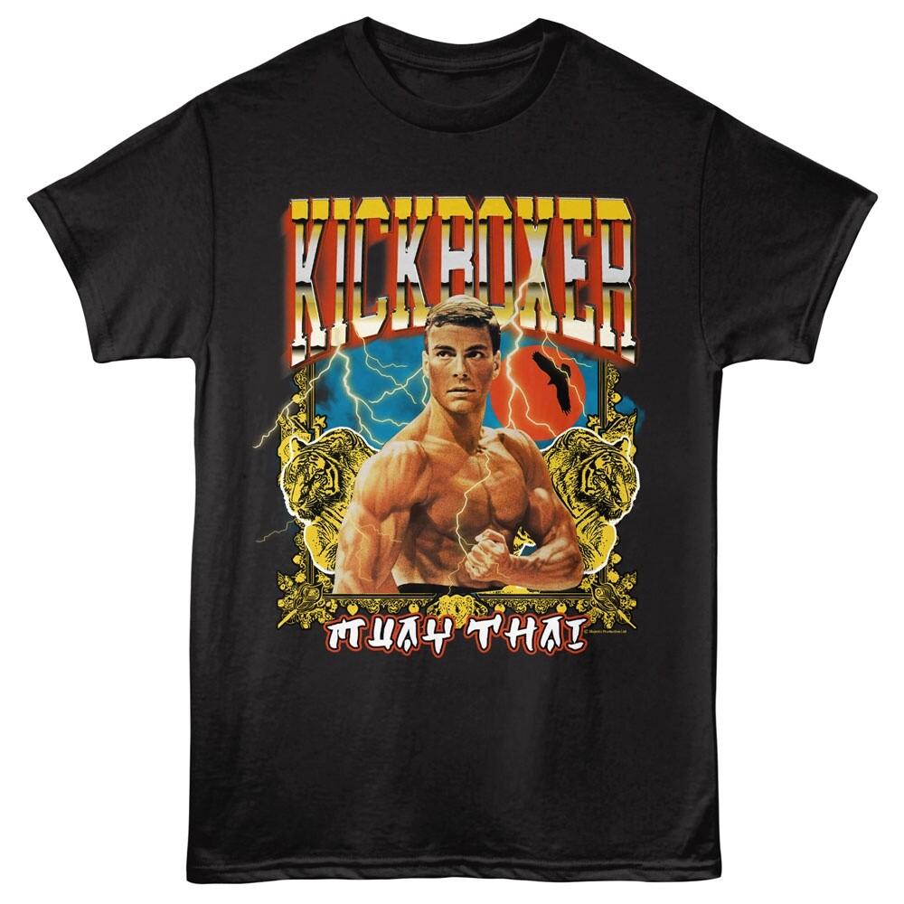 KICKBOXER Фильм Взрослая Футболка ВАН ДАММ ДВА ТИГРА Официальная Черная Хлопковая Унисекс Футболка