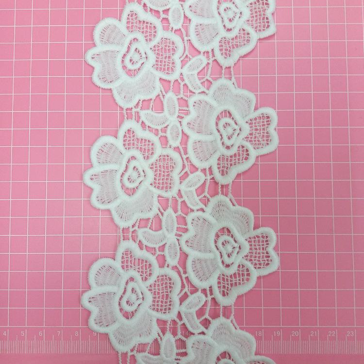 White Bilateral Milk Silk Water-Soluble Embroidery Lace, Lace Hollow Embroidery Barcode Women'S Dress Accessories