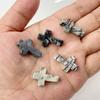 5pcs Cross Shape Natural Stone Loose Beads 18*26mm Top drilling Real Agates Aventurine Howlite Quartz Charms  For Jewelry Making