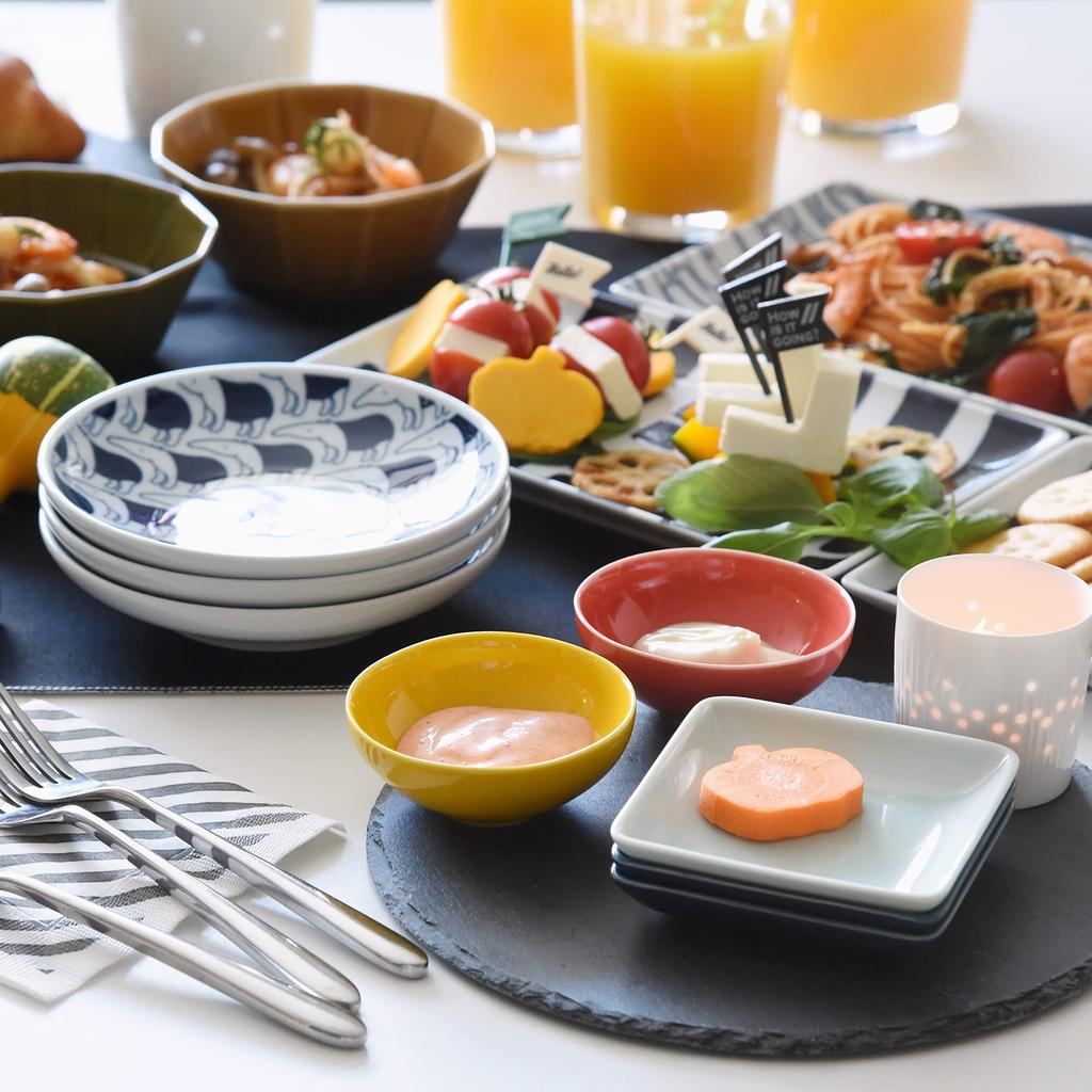 Natural69 Hasami Ware Set Set of 6 Irotoridori Square Plates Light Navy Natural 69 Hasami Microwave and Dishwasher Made In Nordic Japanese or Special