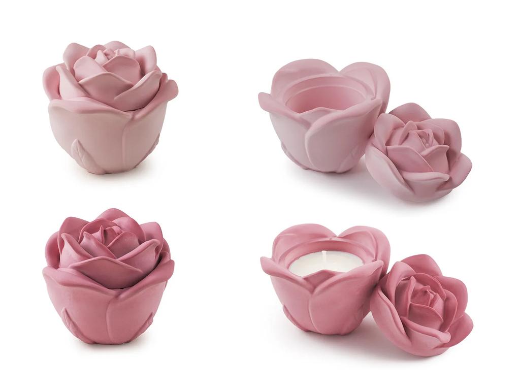 Rose Candle Jar Concrete Silicone Mold Resin Flower Storage Box Molds 3D Candle Ornament Candle Holder Mould Gypsum Box Moulds
