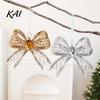 Holiday Door Hanging Accents Acrylic Faux Crystal Bow Christmas Ornament, Sparkly Hollow Window Decor Knot Decoration for Home New Year Party