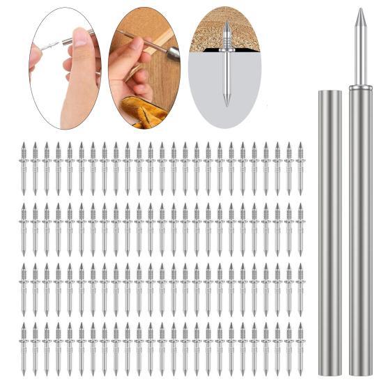 100 шт./кор. Двойная головка, гвоздь для плинтусов, бесшовный гвоздь с гильзой, инструмент для плинтуса из цельного дерева, двухсторонний гвоздь, невидимый винт безопасности